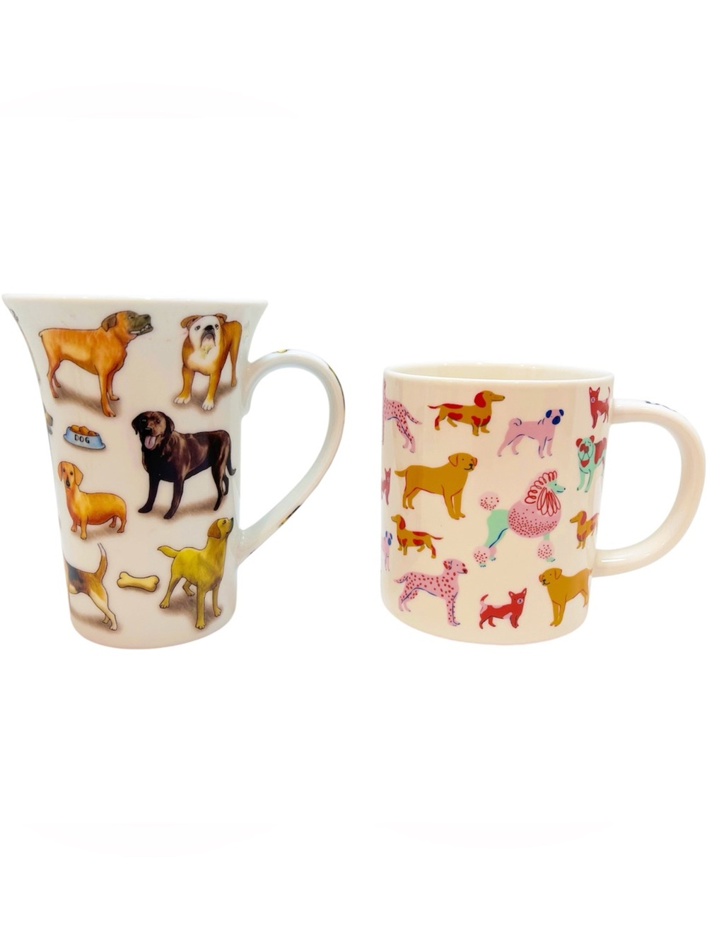 Dog Lovers Mugs Images Porcelain Bundle of 2